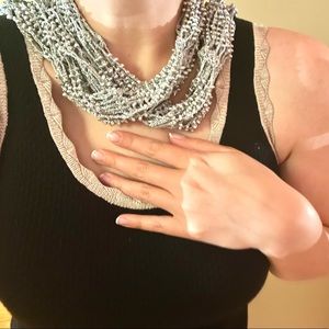 (NEW!) Silver crochet necklace scarf made by female artisan